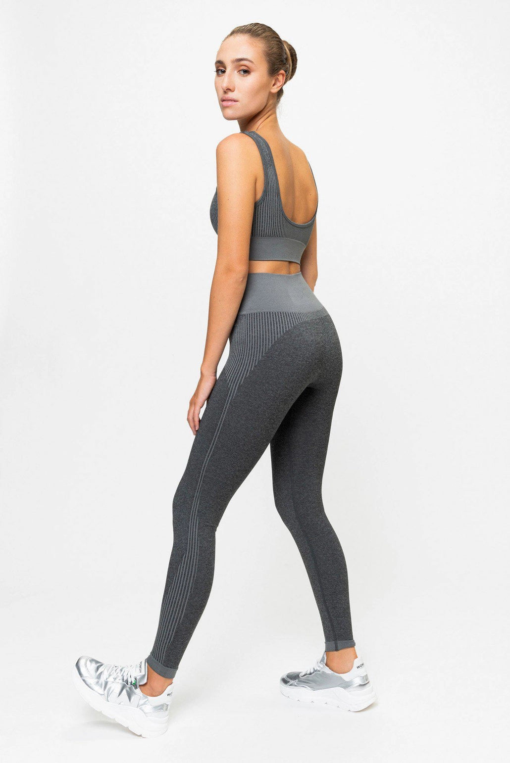 Ensemble complet de leggings de sport | Soutien-gorge promotionnel gris