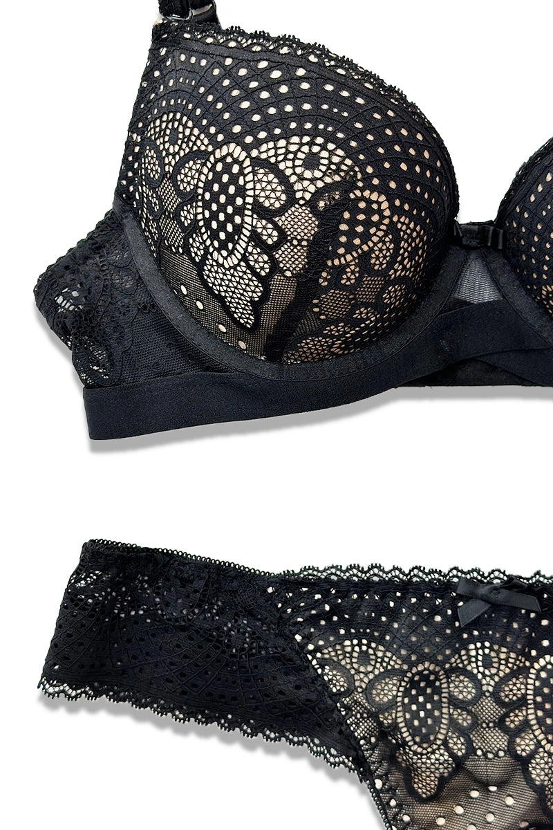 Ensemble soutien-gorge et string B/AZ17012 Noir - Nude