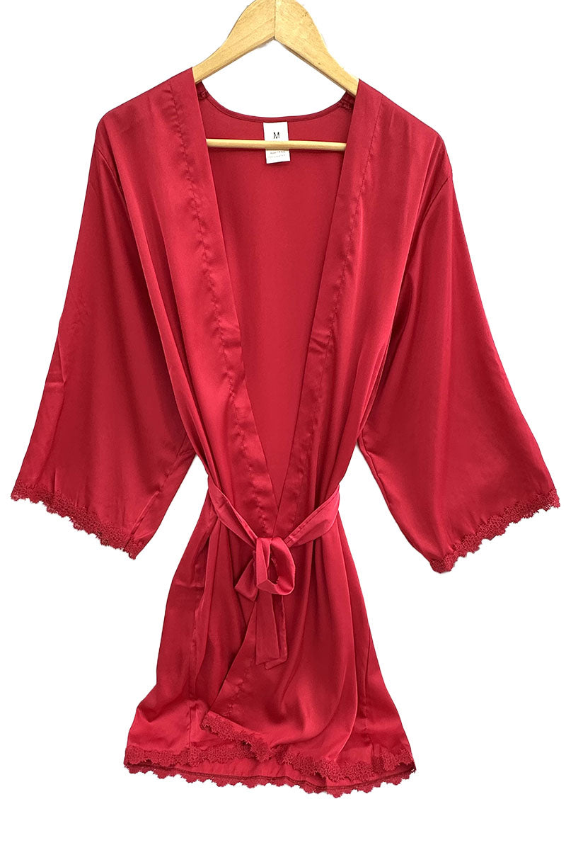Robe de pyjama à fines bretelles et peignoir/N36501 Rouge