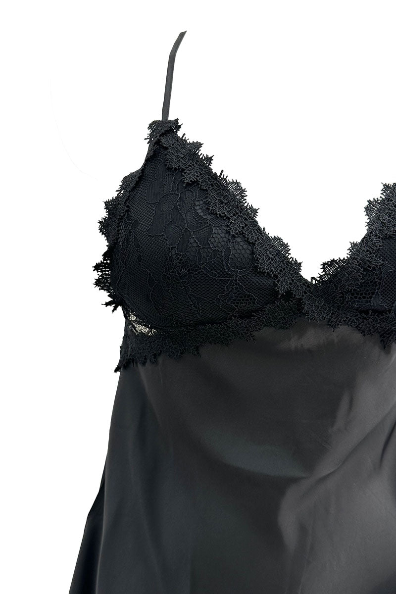 Robe de pyjama à fines bretelles et peignoir/N36501 Noir