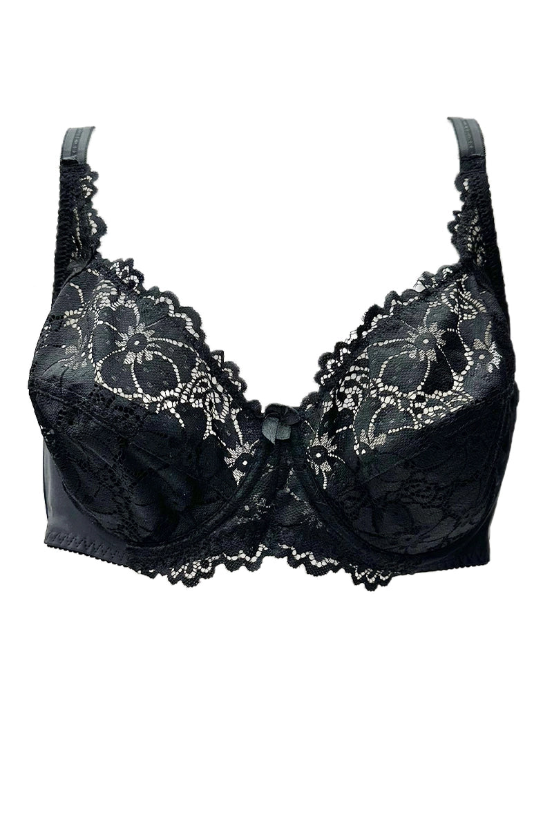Soutien-gorge balconnet à lacets et bonnets/V32057E Noir