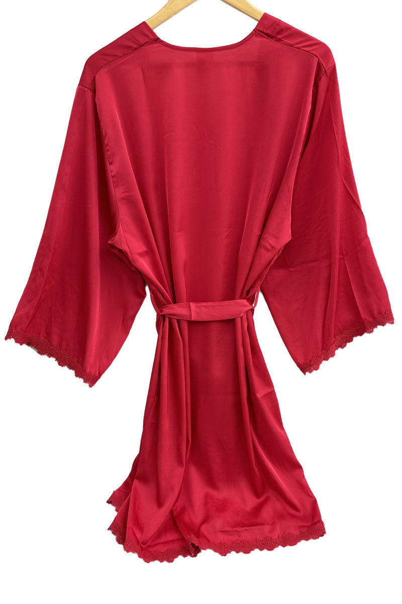 Robe de pyjama à fines bretelles et peignoir/N36501 Rouge